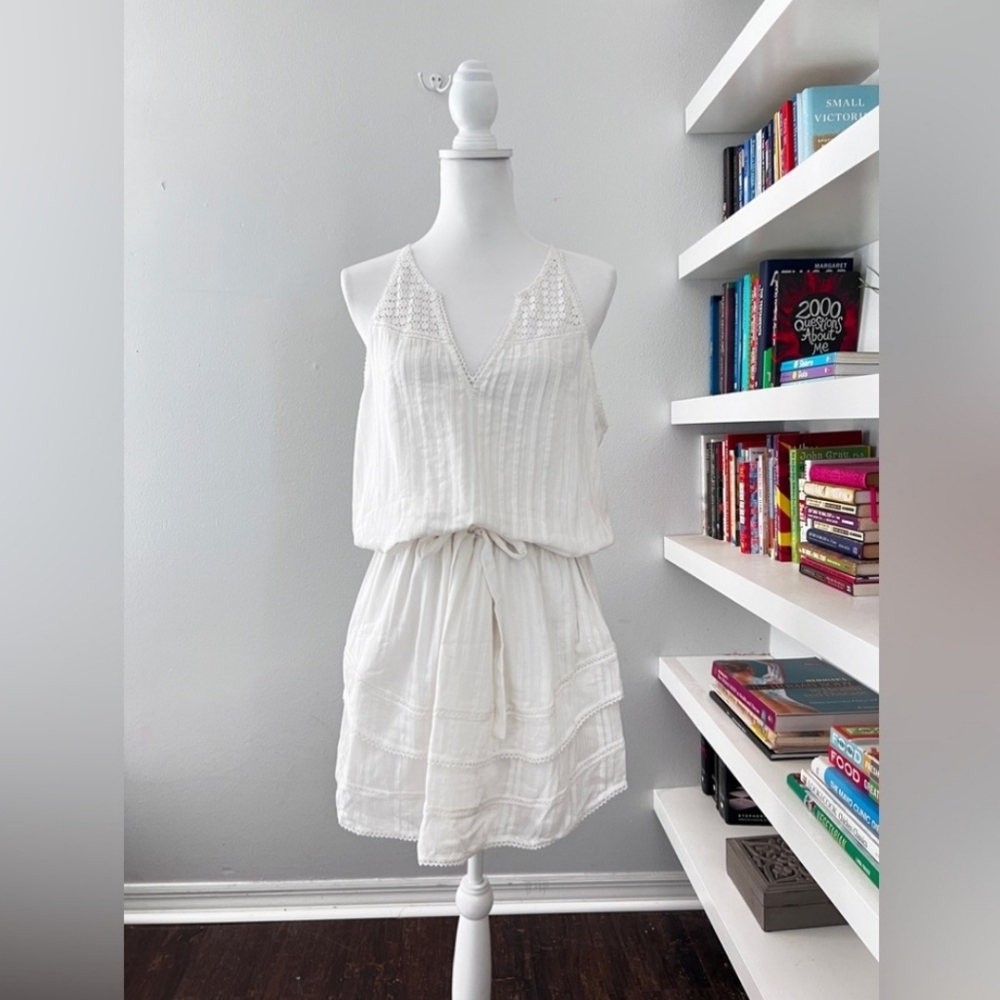 PAIGE NWT Tabea Crotchet Trim White Sleeveless Dress size Large